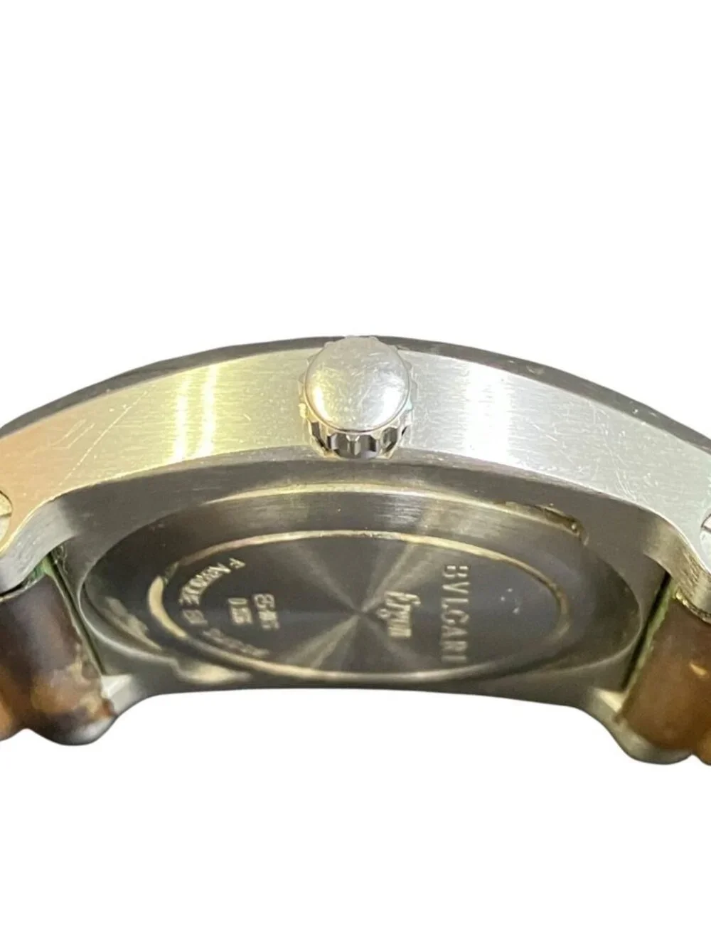 Bvlgari Ergon Watch SS Leather Automatic Winding Black Dial